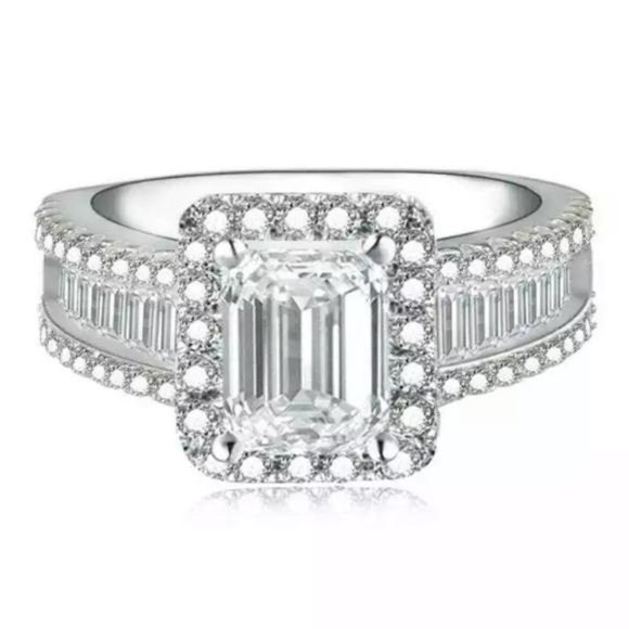 NEW 925 STERLING SILVER DIAMOND HALO RING - Picture 3 of 3